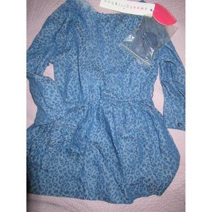 Nwt Sweet girl shop leopard chambray tunic dress  & sash girl 3T 4T